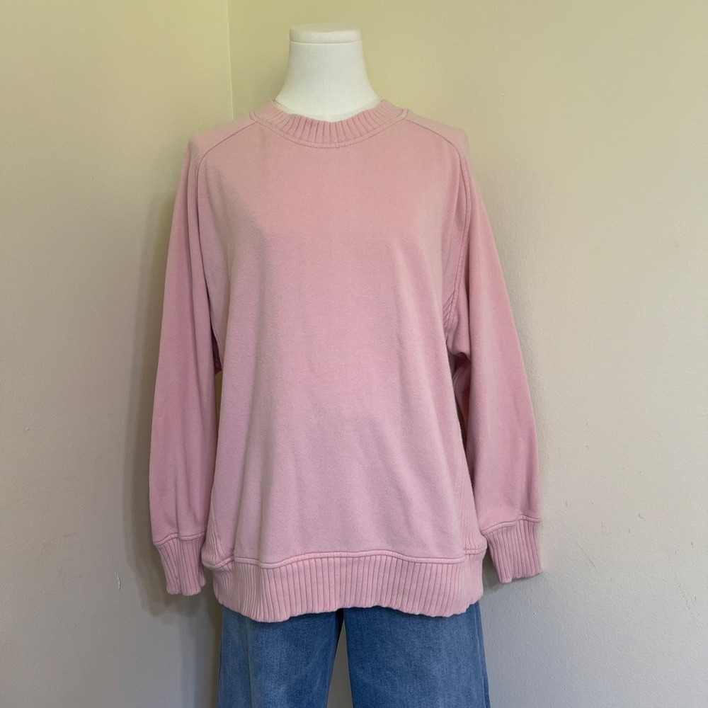 Aerie Pink Ribbed Side Panel Crewneck Sweatshirt Oversized XS Raglan Pullover
